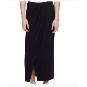 Club Monaco Skirt Womens X Small Black Overlap Maxi Slit Side Knit